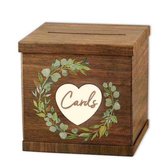 Kate Aspen Rustic Brown Wood Card Box